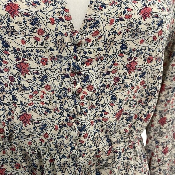 Madewell 100% Silk Feminine Micro-Floral Button Front Blouse Top size 2 - Picture 3 of 9
